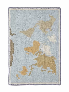 Ковер стираемый хлопковый mini Карта мира, 70x100 Lorena Canals