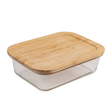 Контейнер из боросиликатного стекла с бамбуковой крышкой Bamboo Touch 1040 мл Attribute