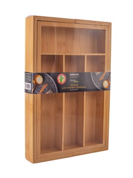 Лоток для столовых приборов Bamboo Touch раздвижной 23,5-35,5х35х4,5 см Attribute