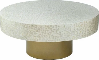 Столик кофейный с отделкой раковинами устриц 89х89х41 см Glasar