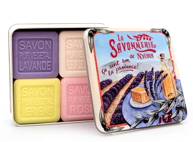 Мыло (4 шт.) в металлической коробке Лавандовые поля, 400 г La Savonnerie de Nyons