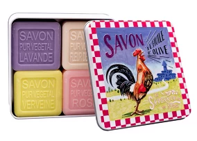 Мыло (4 шт.) в металлической коробке Петух, 400 г La Savonnerie de Nyons