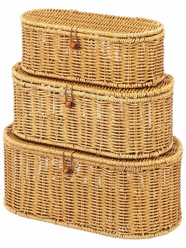Набор корзин плетеных (3 пр.) 28x13x9,5 см, 32,5x16x12,5 см, 36x19,5x15 см, с крышкой на петельке EL Casa