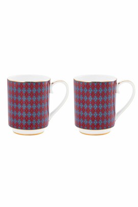 Набор кружек больших (2 шт.) Pip's Deerest Darling Check Pink-Blue, 350 мл Pip Studio