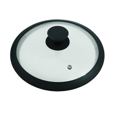 Стеклянная крышка с ручкой, силиконновым ободком и сливом, Panairo