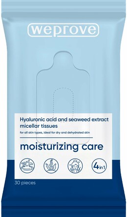 Салфетки мицеллярные с гиалуроновой кислотой и экстрактом водорослей, 30 шт. Weprove 