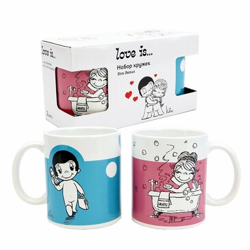 Кружка фарфоровая, 330 мл (2 шт.) Love is..., Звук любимого голоса ND Play