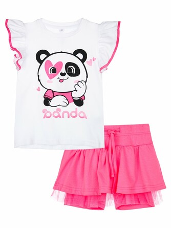 Комплект (футболка, юбка-шорты) Panda Band PlayToday
