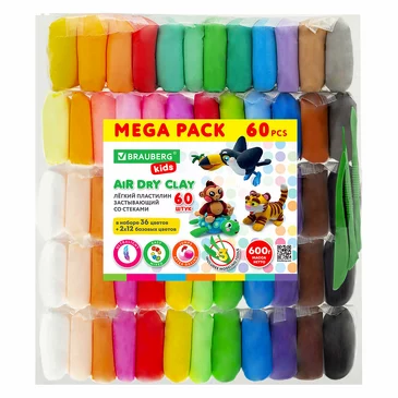 Пластилин лёгкий kids 60шт Brauberg