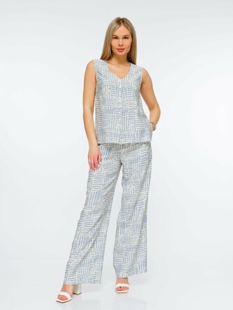 Костюм Николь (блузка и брюки) Лагуна