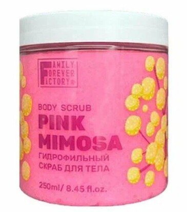 Скраб для тела гидрофильный розово-мимозовый, 250 мл Family Forever Factory