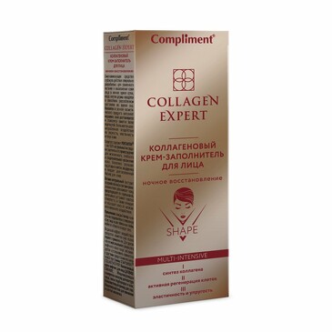 Коллагеновый крем-заполнитель для лица Collagen Expert Ночное восстановление, 50мл Compliment