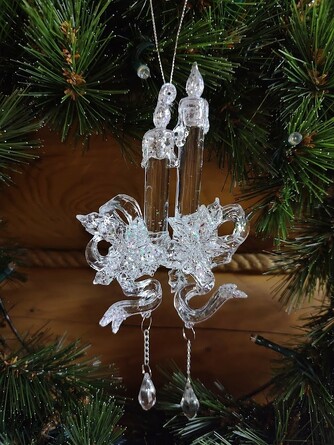 Украшение ёлочное. Хрустальные блестящие свечи, 19 см ForestMarket