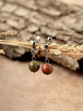 Серьги Яшма Унакит из натуральных камней Temerdash