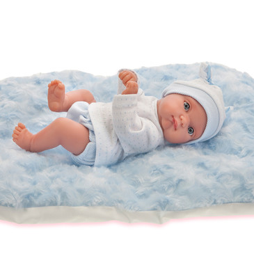 Кукла Пепито мальчик на голубом одеялке Antonio Juan