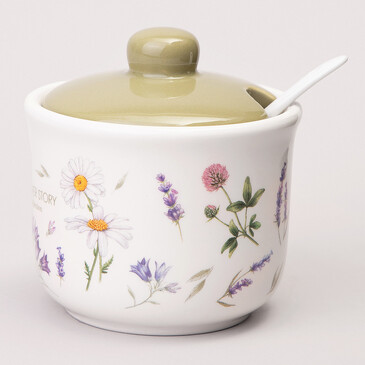 Сахарница с ложкой Flower Story (10х9,5 см, 300 мл) Agness
