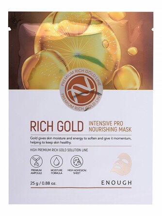Маска для лица тканевая питательная с золотом intensive pro nourishing 25 мл Enough