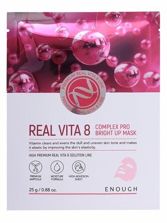 Маска для лица тканевая с витаминным комплексом real vita 8 complex pro bright up 25 мл Enough