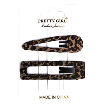 Набор заколок-зажимов для волос, квадрат и капля. Леопард (2 шт.), 20х60 мм Farres
