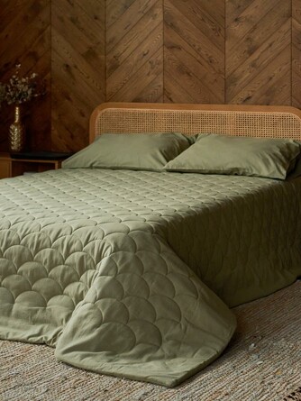 Покрывало льняное Linen Olive Marufabrics