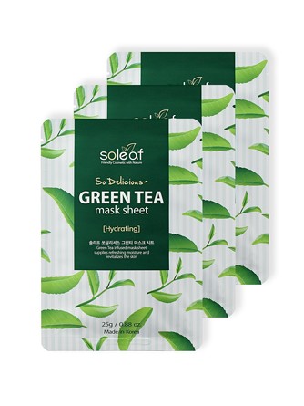 Набор (3 шт.) Маска для лица с зеленым чаем So Delicious Soleaf