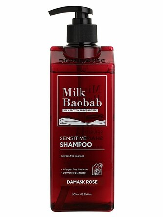 Шампунь для волос бессульфатный и бессиликоновый с экстрактом розы 500 мл Milk Baobab