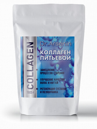 Концентрированный пищевой продукт Health drinks питьевой коллаген, пакет 180 г Dr. Arsenin