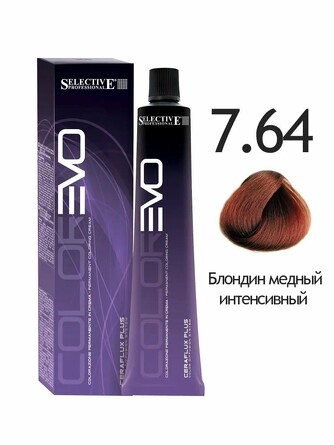 Крем-краска для волос 7.64 colorevo Блондин ярко-медный, 100 мл Selective Professional