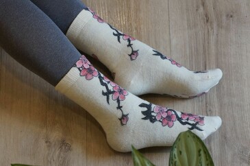 Шерстяные носки с принтом Slim Когда сакура в цвету Шерстянки