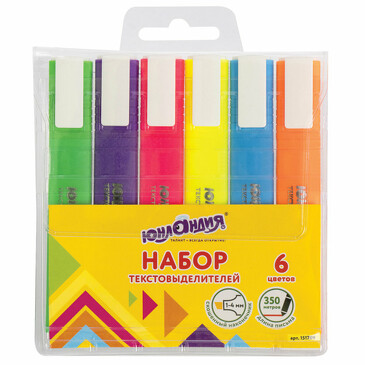 Текстовыделители Colorstar 6шт, 1-4 мм Юнландия