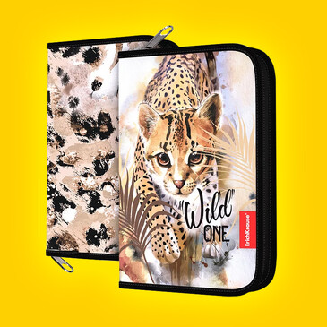 Пенал-книжка с наполнением, 13.5x20.5x3 см Wild Cat ErichKrause