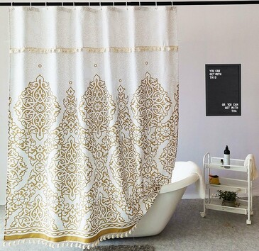 Шторка для ванной комнаты Tassel Gold 183х213 см Carnation Home Fashions