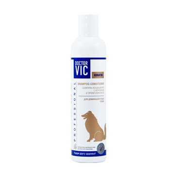 Шампунь-кондиционер с кератином и провитамином B5 для длинношерстных собак 250 мл Doctor VIC