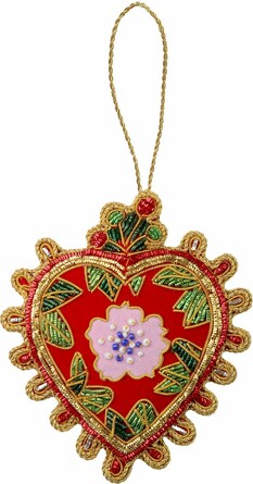 Подвеска с вышивкой ручной работы Heart #1 коллекция Il Natale Del Re 10 см Baci Milano