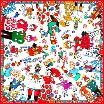 Платок Дымковская игрушка, 90x90, Nina Ruchkina