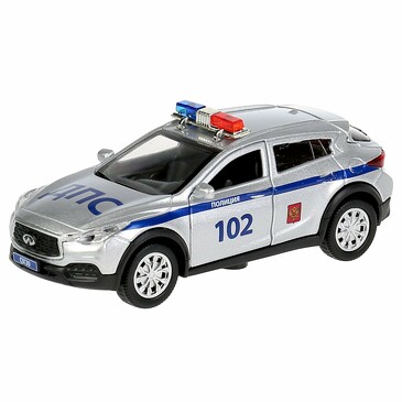 Игрушка машина Infiniti QX30 Полиция, 12 см, (свет-звук, инерц. механизм, открываются двери и багажник) Технопарк