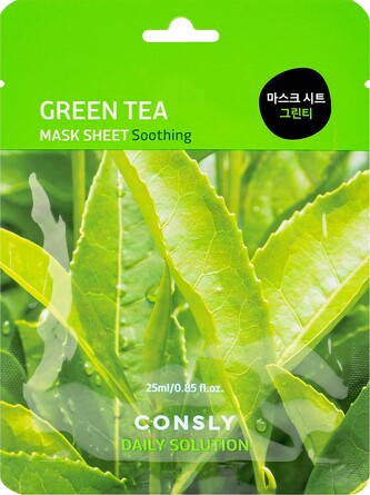 Тканевая маска для лица с экстрактом листьев зелёного чая, 25 мл Consly