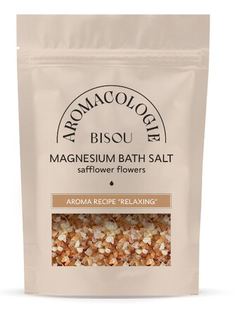 Соль для ванны магниевая Расслабляющая с цветками сафлора Aromacologie, 330 г Bisou