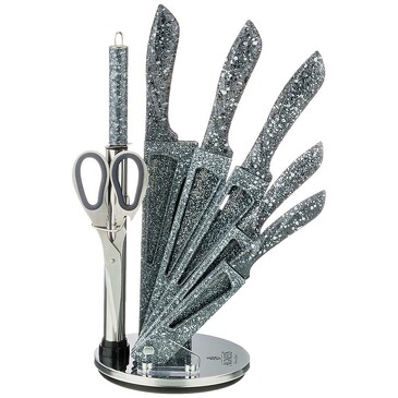 Набор ножей Монблан с ножницами и мусатом на пластиковой подставке (8 пр.) Agness
