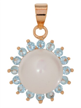 Кулон с жемчугом и голубым фианитом Lotus jewelry
