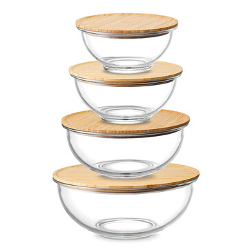 Набор стеклянных мисок Eco Store с крышками из бамбука (4 шт.) Smart Solutions