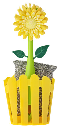Набор: щетка для посуды, губка на подставке Flower power Vigar