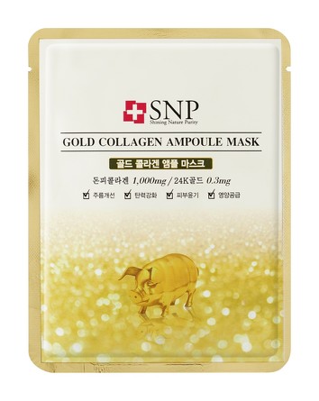 Маска тканевая для лица против морщин с 24К золотом и коллагеном Gold Collagen Ampoule, 25 мл,  SNP