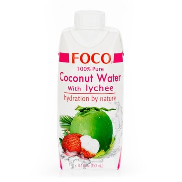 Кокосовая вода с соком личи, 100% натур. напиток, без сахара, 330 мл, Tetra Pak (6 шт.)  Foco