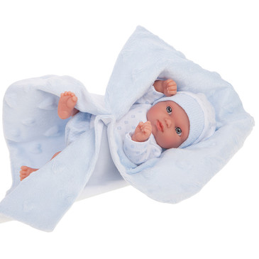 Кукла-младенец Роберто на голубом одеялке Antonio Juan