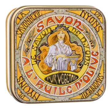 Мыло с миндалем в металлической коробке Альфонс Муха, 100 гр. La Savonnerie de Nyons