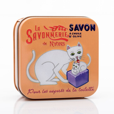 Мыло с вербеной в металлической коробке Белый кот, 100 гр. La Savonnerie de Nyons
