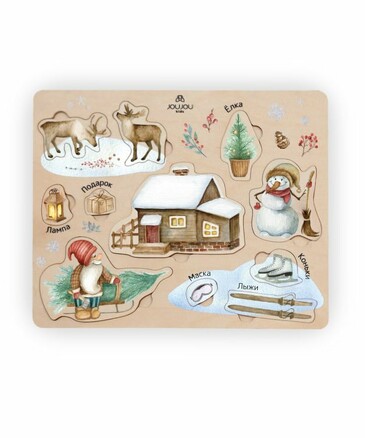 Пазл дидактический Зимние забавы, 30х25х3 см, 3 года+ JouJou Kids