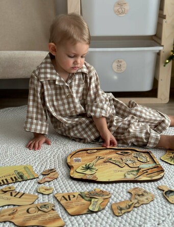 Пазл деревянный многоуровневый Истории обитателей пустыни Сахара, 29,7х24х1 см, 3 года+ JouJou Kids