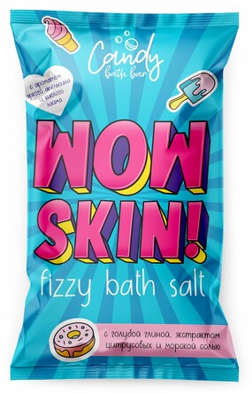 Двухцветная шипучая соль для ванн Candy bath bar Wow Skin Laboratory Katrin